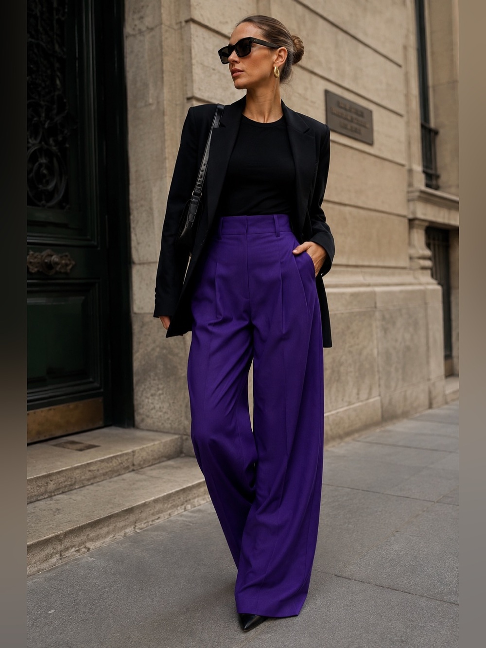 🆕 Zara high waisted royal purple wide leg pants